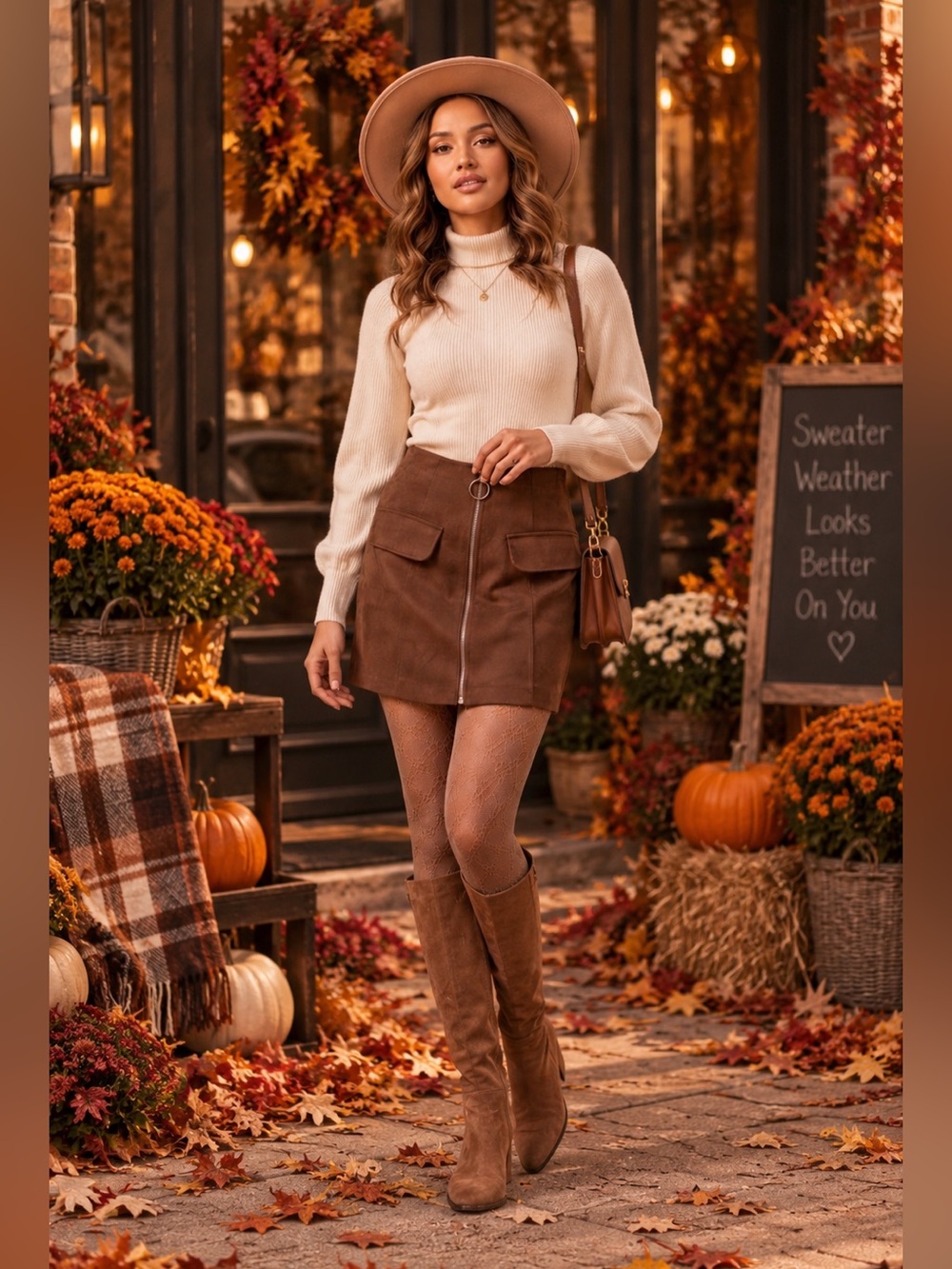 🛍️ Women’s brown zip pocket faux corduroy mini skirt size small